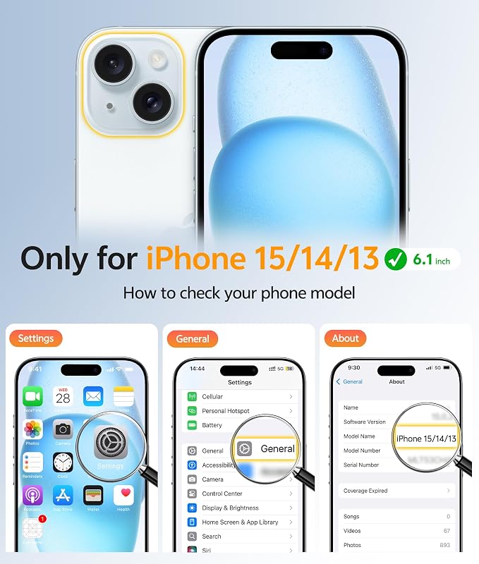 FNTCASE for iPhone 15 Case: for iPhone 14 Case & iPhone 13 Case [Compatible with Magsafe] Translucent Matte Cases with [Screen Protector] Military Grade Shockproof Protective Phone Cover - White
