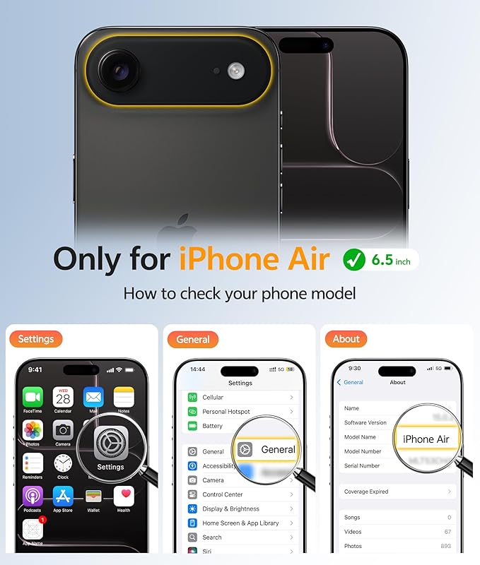 FNTCASE for iPhone Air Case: [Compatible with Magsafe] Translucent Matte Cases with [Full Camera Protection] [Screen Protector] Military Grade Shockproof Protective Phone Cover - Black