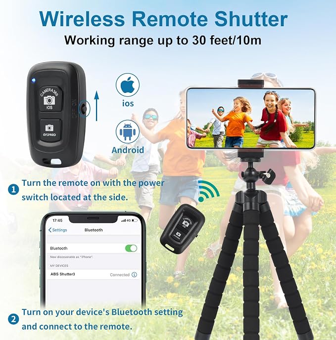 UTEBIT Flexible Phone Tripod with Phone Holder, 360°rotatable,Camera Tripod Compatible for Go Pro/Video Recording/Vlogging/Travel Photography