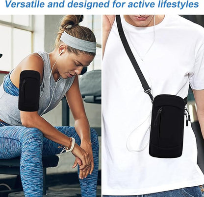 Cell Phone Crossbody Bag with Arm Band, Waterproof Phone Holder Pouch Fits iPhone & Android up to 7'', Small Sling Shoulder Purse for Running, Hiking, Travel, Workout (Black)