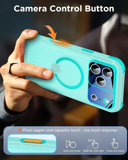 for iPhone 17 Pro Max Waterproof Case with Magsafe, Built-in [Camera & Screen Protector] [Lanyard], IP68 Water Proof Full Body Dustproof Heavy Duty Frosted Protective Phone Cover, 6.9" Teal