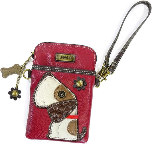 CHALA Dog Collection Cell Phone Crossbody Purse-Women PU Leather/Canvas Multicolor Handbag with Adjustable Strap