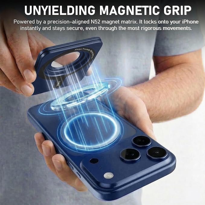Magnetic Tripod for iPhone, Aluminium Phone Tripod Stand Compatible with Magsafe iPhone 17/16/15/14/13/12 Series, Foldable Strong Magnetic Phone Stand & Travel Essentials Accessories