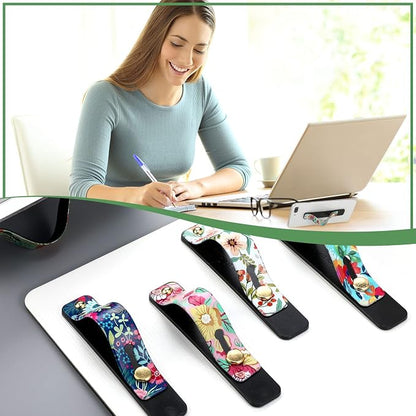 Weewooday 6 Pieces Phone Grip Holder Cell Phone Grip Strap Telescopic Finger Strap Stand Universal Finger Kickstand for Most Smartphones(Floral Color)
