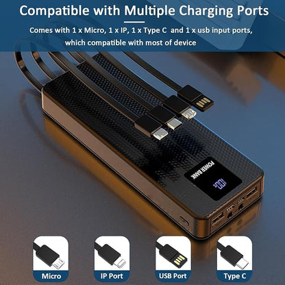 5V-2.1A Power 8 x 18650 Holder Organizer Batteries Box with 4 Interface Charging Cable Micro/Type-C/USB/IP Connector for Electronic DIY Holder DIY Bank Holder Case White