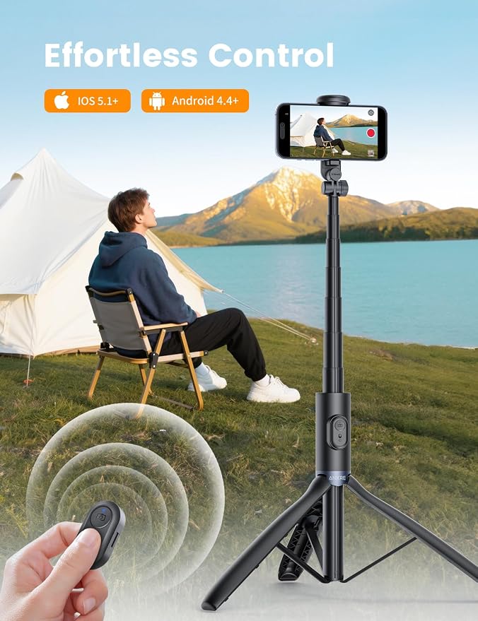 67.7" Camera Tripod with 1/4" Camera Mount & Light, NT99 Extendable Tripod Stand for Camera & GoPro Filming Vlogging, Travel Tripod Compatible with DSLR Camera