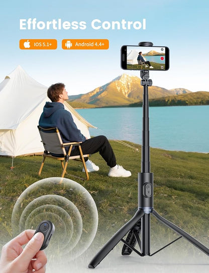 67.7" Camera Tripod with 1/4" Camera Mount & Light, NT99 Extendable Tripod Stand for Camera & GoPro Filming Vlogging, Travel Tripod Compatible with DSLR Camera