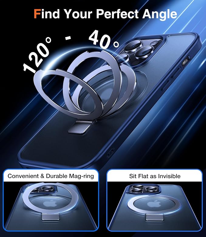 Chicfun 3-in-1 [Magnetic+Kickstand+Ring Holder] for iPhone 14 Pro Max Case Stand Ring Holder Compatible with MagSafe, Military Shockproof Protective iPhone 14 Pro Max Phone Case Kickstand Cover