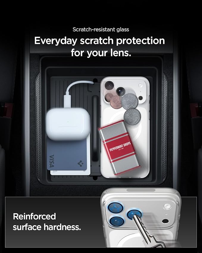 Spigen Camera Lens Screen Protector [GlasTR EZ Fit Optik Pro XL] Designed for iPhone 17 Pro [Case Friendly] - Silver [1 Pack]