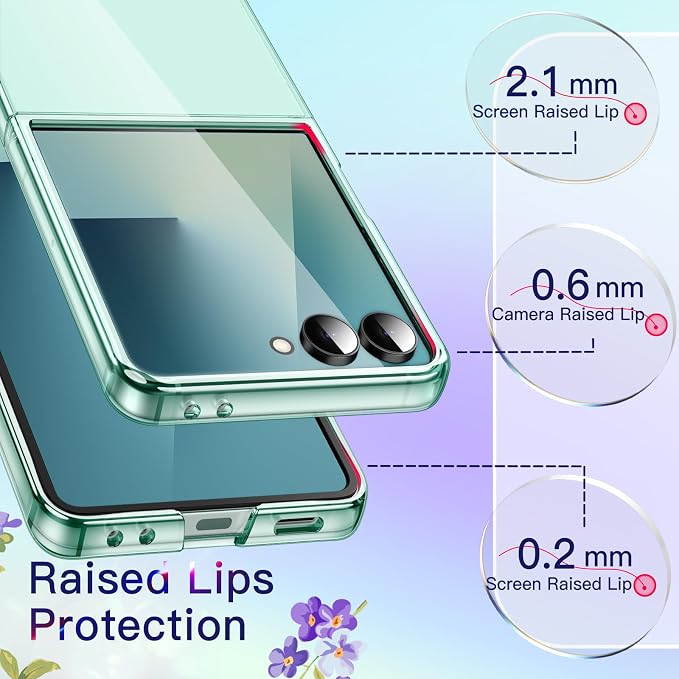 JETech Clear Case for Samsung Galaxy Z Flip 7, Mint | Crystal Clear Back, Hard PC Construction, Slim Fit, Shockproof Protection