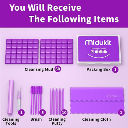 Cleaner Kit for Airpod, Earbud Cleaning Putty, Cleaning Kit Compatible with Airpods iPhone, fits Earbud Phone Ear Wax Dirt, Cleaning with Putty, Cleaning Pen, Microfiber Cleaning Cloth & Brushes