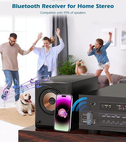 Airplane Bluetooth Adapter for Headphones, Bluetooth Transmitter for TV to Headphones, 3.5mm Car Adapter for Handsfree Call Music, Audio Receiver for Home Speaker, KAIY Wireless Transmitter Receiver