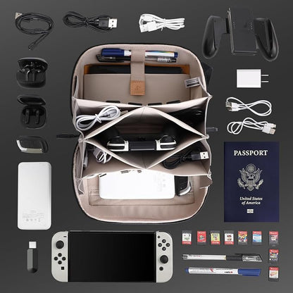 simtoper Electronic Organizer Travel Case Bag for Cables, Switch, SD card, Passport and More – Ultimate Protection & Portability Waterproof (Black)