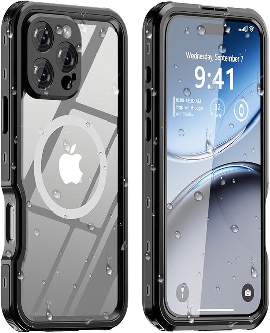 for iPhone 16 Pro Max Case Waterproof | Shockproof Dust Proof Phone Case Cover with Screen Protector for iPhone 16 Promax - Clear