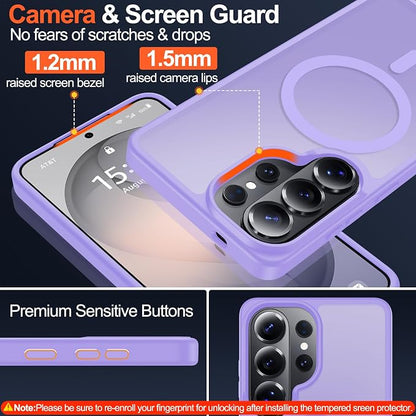 MOZOTER for Samsung Galaxy S26 Ultra Case with Magnetic,[Compatible with MagSafe][12Ft Military Dropproof][2*Screen Protector] Translucent Anti-Slip Back Slim Shockproof Case for S26 Ultra-Purple | [12Ft Military Dropproof][2*Screen Protector]Transluce...