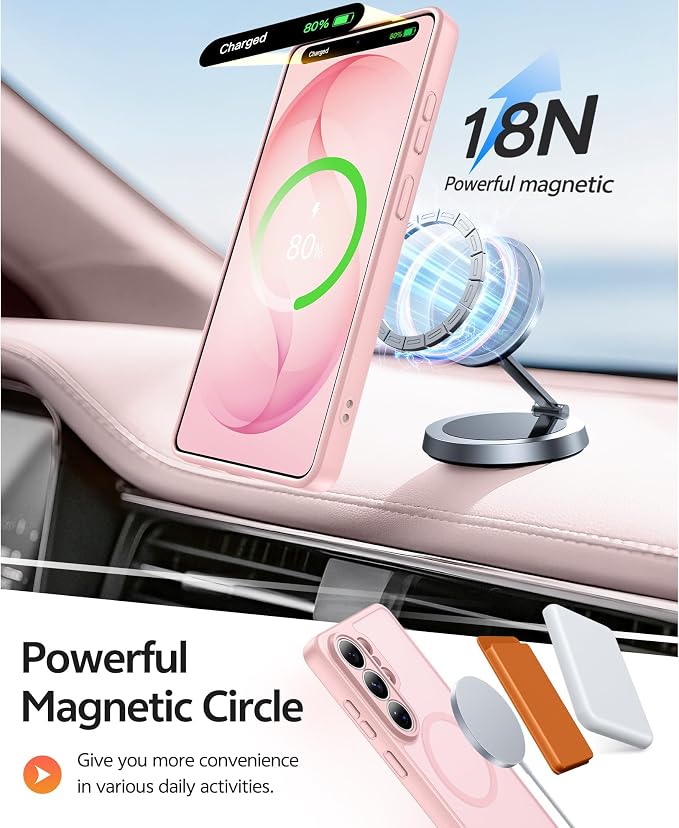 FNTCASE for Samsung Galaxy S26-Ultra Case: [Fit for Magsafe] [Full Camera Protection] Translucent Matte Cases with [Screen Protector] Military Grade Shockproof Protective Phone Cover - Light Pink
