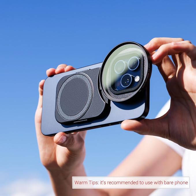 67mm Universal Magnetic Lens Filter Mount Adapter for iPhone 16 15 14 Pro Max Plus, Double-Sided Magnet iPhone Lens Filter Mount with 1/4" Screw & Cold Shoe for Vlogging Video Record (No Filter)