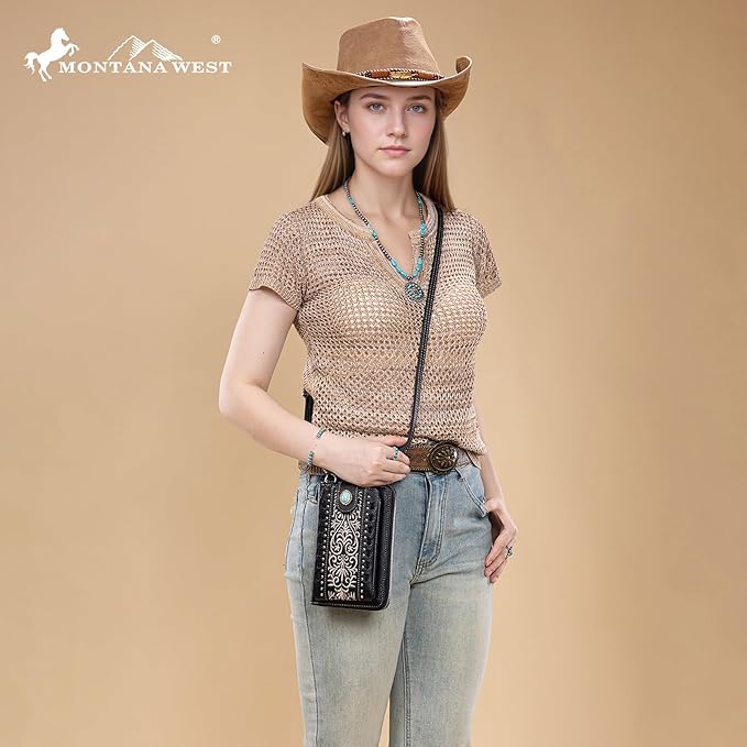 Montana West Small Crossbody Bags for Women Western Handbag with Cash Slots