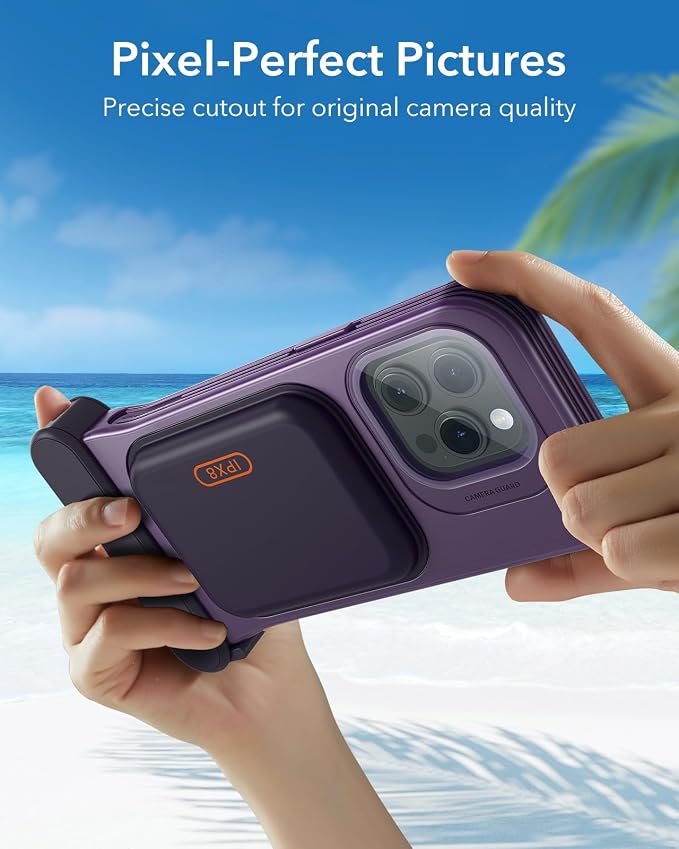 ESR Waterproof Phone Pouch for iPhone 13 Pro / 14 Pro / 15 Pro, Underwater Touch Sensitivity, IPX8 Floating Waterproof Cellphone Case with Lanyard, Dry Bag for Snorkeling, Purple