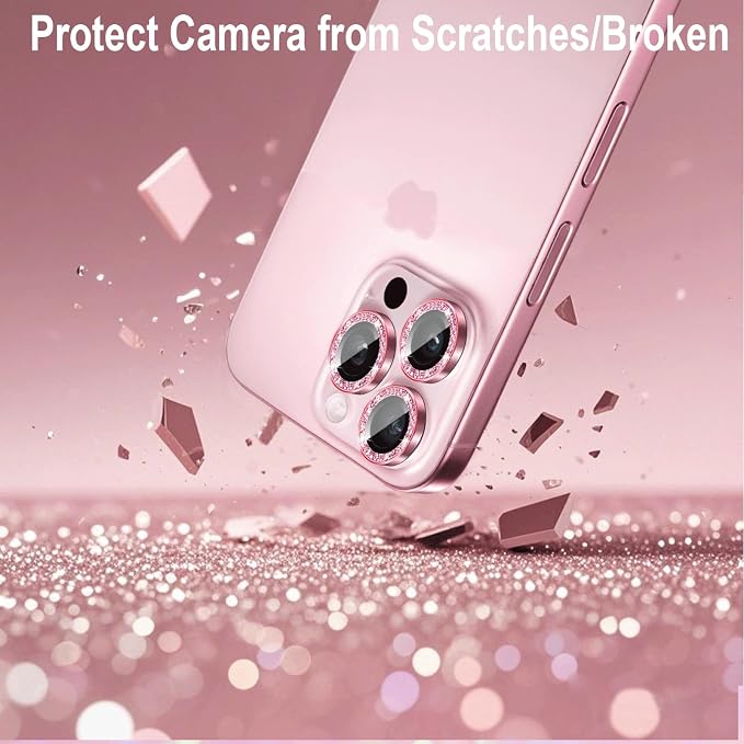 Compatible for iPhone Air Camera Lens Protector Bling, Cute Sparkle Glitter Camera Cover for Women, Individual Ring, Anti-Scratch 2 Pack Protectors for 17 Air (1 Rugular Use + 1 Extra), Pink