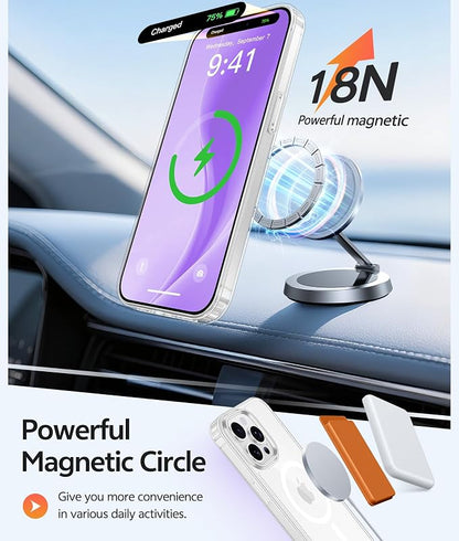 FNTCASE for iPhone 14 Pro Max Case, Fit for Magsafe, Glass Screen Protector | Anti Yellowing, Magnetic Phone Cases, 14FT Military Grade Drop Protection, Slim Shockproof Protective Cover, Clear