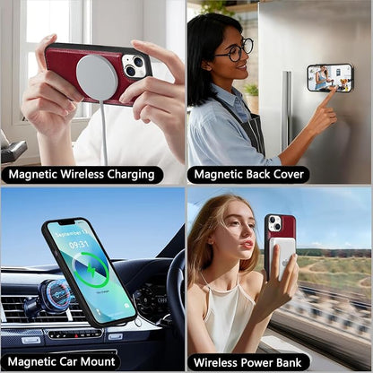 Wallet Case for iPhone 13 with Card Holder/Crossbody Wallet/Strap| RFID Blocking | Magnetic | Kickstand | Detachable | PU Leather Phone Case for iPhone 13,6.1 in,Wine Red