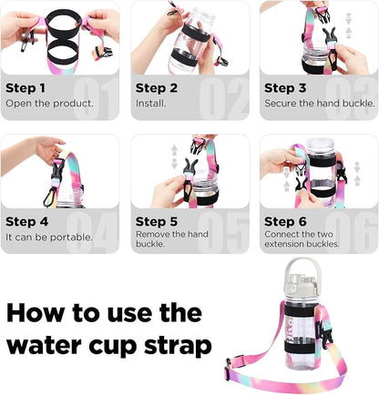 EasyAcc Water Bottle Holder Strap Sling, for Owala FreeSip 24 32 40 oz, Hydro Flask, Cirkul, Yeti, Stanley Flip, Universal Water Bottles, with Carabiner, for Walking Curise Travel (Bottle Excluded)