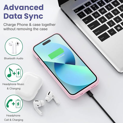 Battery Charging Case for iPhone 12Pro Max/13Pro Max/14Pro Max/14Plus (6.7 Inch), Powerful 8600mAh Portable Rechargeable Charger Case for iPhone 14ProMax/14Plus/13Promax/12Promax Battery Case-Pink