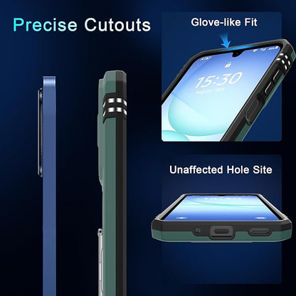 DEERLAMN Case for Samsung Galaxy A17 5G with Slide Camera Cover+Screen Protector (1 Pack), Rotated Ring Kickstand Military Grade Shockproof Protective Cover-Green