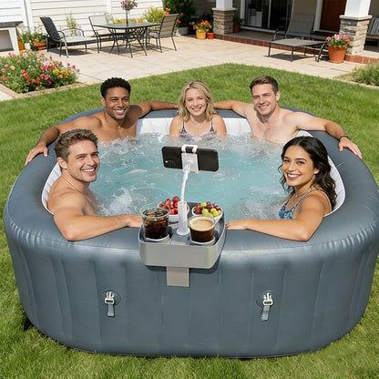Hot Tub Table Tray with Adjustable Phone Holder, Bathtub Table Tray, Hot Tub Accessories for Inflatable Tub and Pool