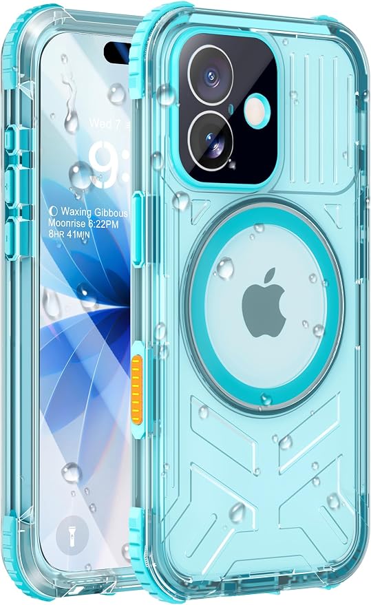 for iPhone 17 Waterproof Case with Magsafe, Built-in [Camera & Screen Protector] [Lanyard], IP68 Water Proof Full Body Dustproof Heavy Duty Frosted Protective Phone Cover, 6.1" Teal