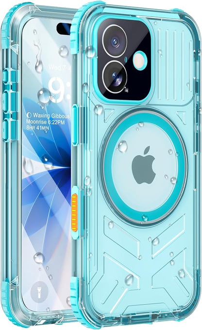 for iPhone 17 Waterproof Case with Magsafe, Built-in [Camera & Screen Protector] [Lanyard], IP68 Water Proof Full Body Dustproof Heavy Duty Frosted Protective Phone Cover, 6.1" Teal