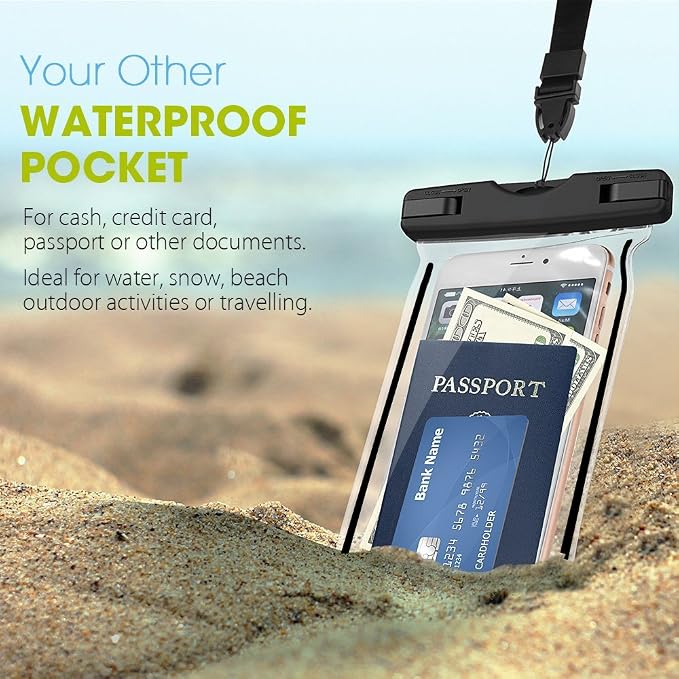 Universal Waterproof Phone Case, 2 Pack Waterproof Phone Lanyard Dry Bag Pouch for iPhone 17 16 15 14 13 Pro Max Plus Galaxy S23 S24 Google up to 7.5",Protective Pouch for Pool Beach Kayaking Travel