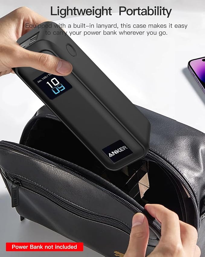 Silicone Case for Anker Prime Power Bank 220W 100mAh,Soft Silicone Protective Cover for Anker Prime Power Bank,Shockproof,Fall-Resistant,Black