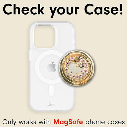 Sonix x Sanrio Magnetic Phone Grip and Phone Ring Holder - Compatible with MagSafe - Rotatable Kickstand and Phone Holder for iPhone 16, 15, 14, 13, 12 Series - Hello Kitty | Pink Rhinestone