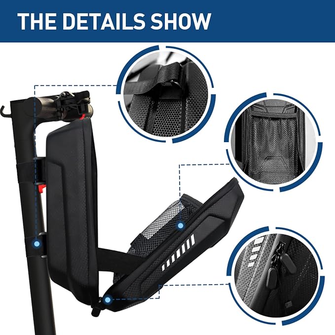 Hiboy Scooter Storage Bag, 3L/4L Large Capacity Scooter Handlebar Bag, Front Hanging Bag for Electric Scooter/Electric Bike, for Carrying Chargers, Phone, Keys with Waterproof Hardshell EVA Material