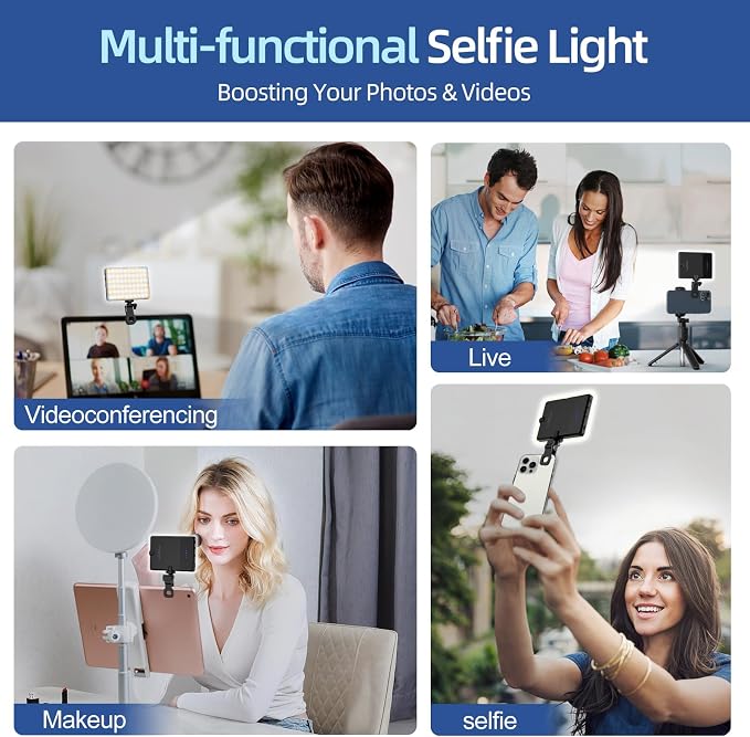 Led Selfie Light,Phone Clip,3000mAh Rechargeable, Photo Light with 3 Modes, Portable Led,iPhone,Laptop,Pictures,Video Recording,TikTok, Selfie,Live,Vlog