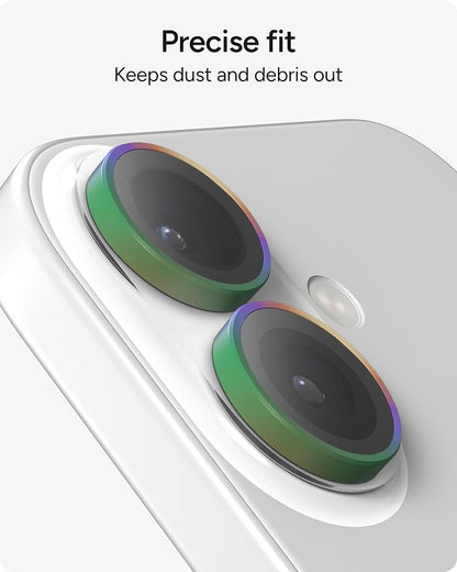 ZAGG iPhone Camera Lens Protector for iPhone 17/16/ 16 Plus - Iridescent, Camera Ring, Maximum Impact & Scratch Protection, Anti-Reflective Technology, Smudge-Resistant, Precise Fit, Glass Elite