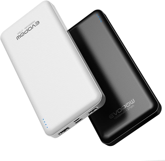 2 Pack Portable Charger, Slimmer 10000mAh Power Bank, USB C in&Out Fast Charging Battery Pack, External Portable Power Bank for iPhone 16 15 14 13 12 Tablet Headphones Samsung S23 S22 Pixel etc
