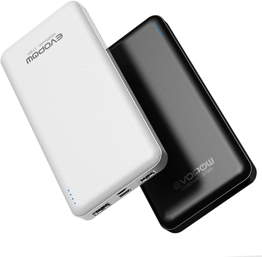 2 Pack Portable Charger, Slimmer 10000mAh Power Bank, USB C in&Out Fast Charging Battery Pack, External Portable Power Bank for iPhone 16 15 14 13 12 Tablet Headphones Samsung S23 S22 Pixel etc