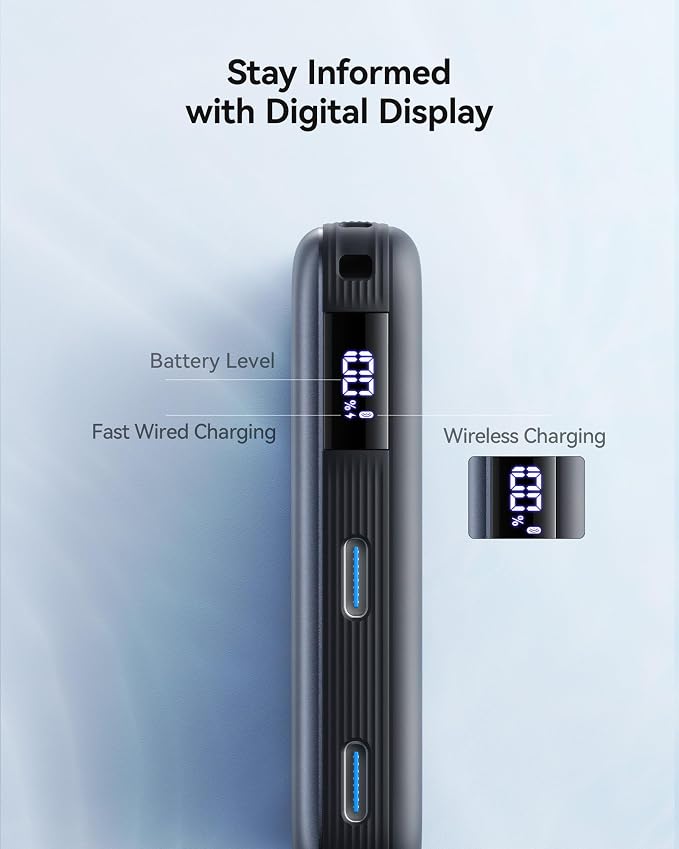 INIU for MagSafe Power Bank, Slimmest 25W Qi2.2 10000mAh Magnetic Portable Charger, 45W PD Fast Charging with USB C Cable, Battery Pack for iPhone Air 17 16 15 14 13 12 Only, Orange
