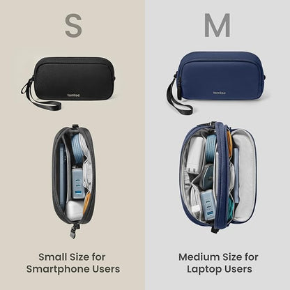 tomtoc Electronic Organizer Travel Case, Water Resistant Dual Compartment Tech Pouch Cable Organization Storage Bag for Charger, Cord, Phone, Hard Drive, Power Bank, Accessories Travel Essentials | Water Resistant Cable Pouch Storage Bag for Charger, C...
