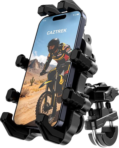Motorcycle Phone Mount,Anti Vibration Bike Phone Holder for Handlebar, 360° Rotation Bicycle Phone Holder for Scooter, ATV,MTB,Dirt Bike,E-Bike,Compatible with iPhone 16 15 Pro