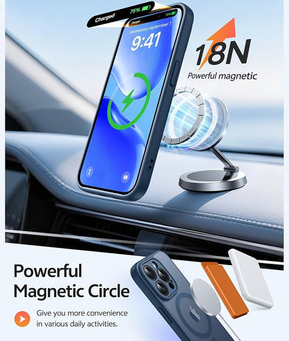 FNTCASE for iPhone 14 Pro Case: [Compatible with Magsafe] Translucent Matte Cases with [Full Camera Protection] [Screen Protector] Military Grade Shockproof Protective Phone Cover - Blue
