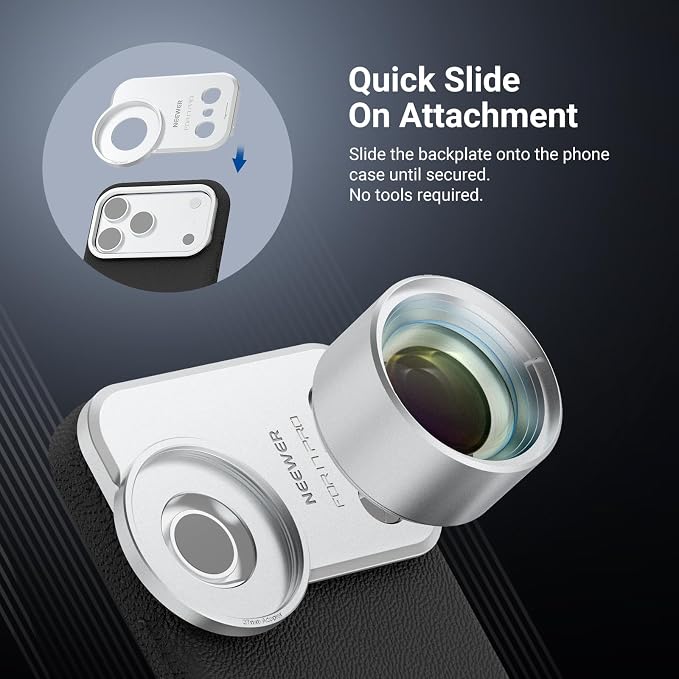 NEEWER 37mm Filter Lens Backplate for PA133 Phone Case Only, Quick Release Video Rig Mobile Photography Accessories Compatible with iPhone 17 Pro Beastgrip, PA173 (Silver)