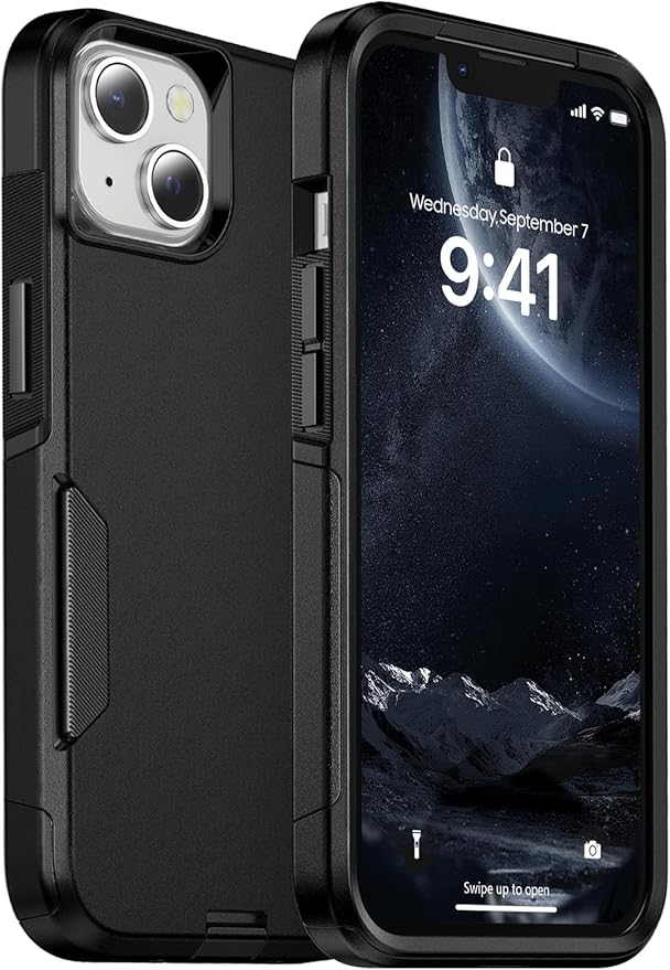 jaroco for iPhone 13 Case & iPhone 14 Case & iPhone 15 Case [Heavy Duty Protection][Compatible with MagSafe][Military Grade Drop Protection][Shockproof] with Non-Slip Removable Phone Cover 6.1''-Black