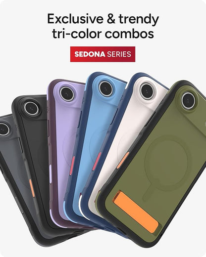 ZAGG Sedona Snap Case with Kickstand for iPhone Air - Blue Royal Ember, Drop Protection (13ft/4m), Multi-Layer Protection, with Camera Button, MagSafe Phone Case with Impact-Absorbing Bumpers
