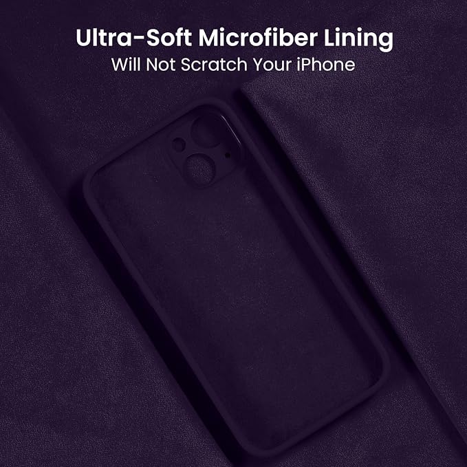 FireNova Designed for iPhone 15 Case, Silicone Upgraded [Camera Protection] Phone Case, Soft Anti-Scratch Microfiber Lining Inside, 6.1 inch, Purple