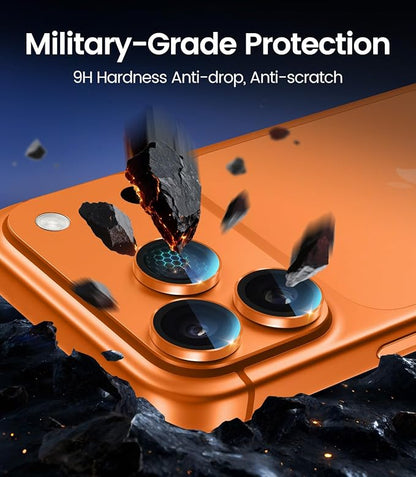 PandaShield 2-Pack Anti-Reflection Camera Lens Protector for iPhone 17/16/15 Pro & Pro Max, Easy Installation, Anti-Scratch,9H Hardness,98% Ultra Clarity,Maintains Original Lens Design – Cosmic Orange