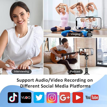 MAYBESTA Professional Wireless Lavalier Microphone for iPhone, iPad, Android - Bluetooth Lapel Mic for Video Recording - Mini Phone Microphone for Tiktok YouTube Interview Podcast Vlog
